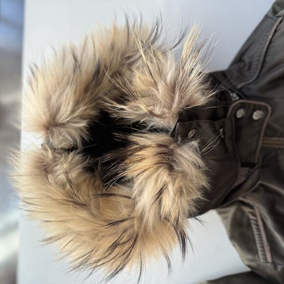 Vtg Andrew Marc Y2K Fur-Trim Parka Utility Jacket Women’s Olive XS - Picture 9 of 12